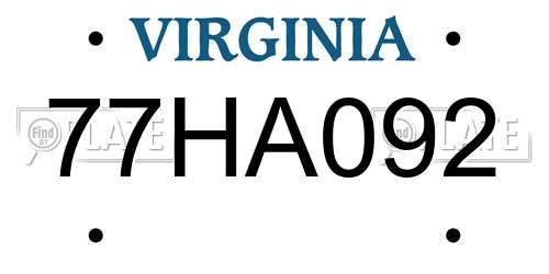 77HA092 Virginia License Plate