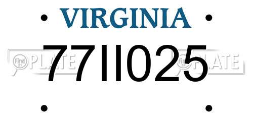 77II025 Virginia License Plate