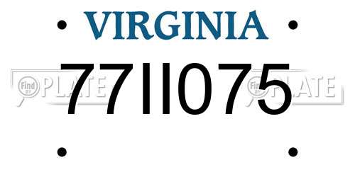 77II075 Virginia License Plate