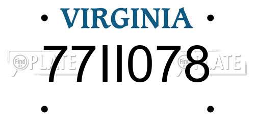 77II078 Virginia License Plate