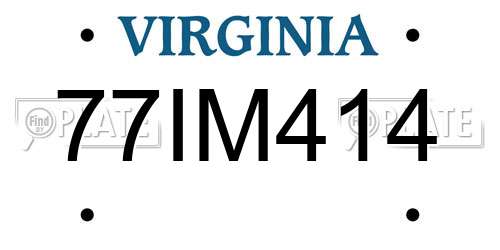 77IM414 Virginia License Plate