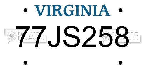 77JS258 Virginia License Plate