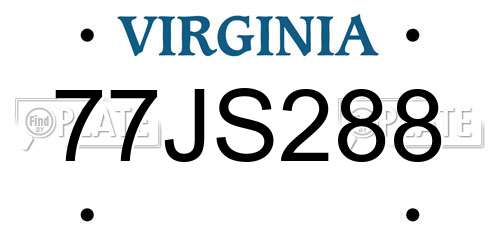 77JS288 Virginia License Plate