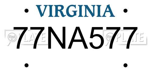 77NA577 Virginia License Plate