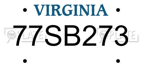77SB273 Virginia License Plate