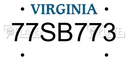 77SB773 Virginia License Plate