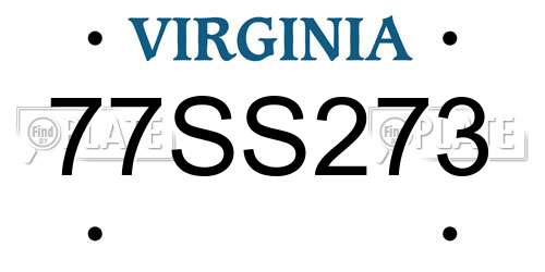 77SS273 Virginia License Plate