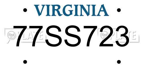 77SS723 Virginia License Plate