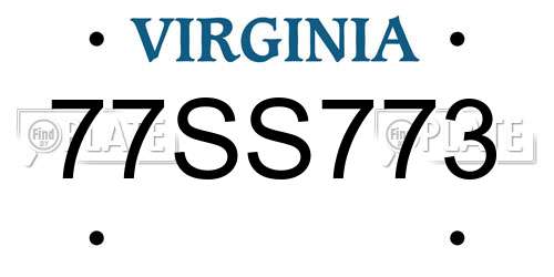 77SS773 Virginia License Plate