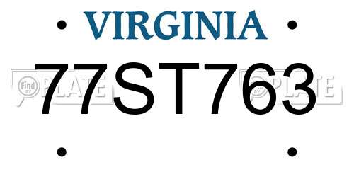 77ST763 Virginia License Plate