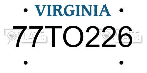 77TO226 Virginia License Plate