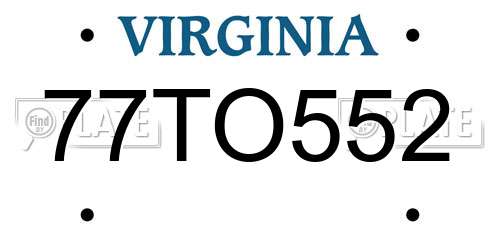 77TO552 Virginia License Plate