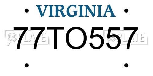 77TO557 Virginia License Plate