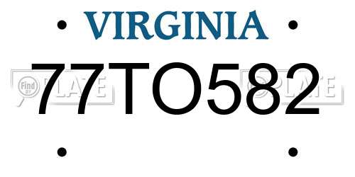 77TO582 Virginia License Plate