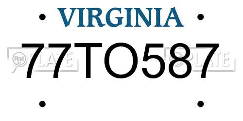 77TO587 Virginia License Plate