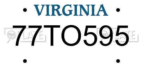 77TO595 Virginia License Plate