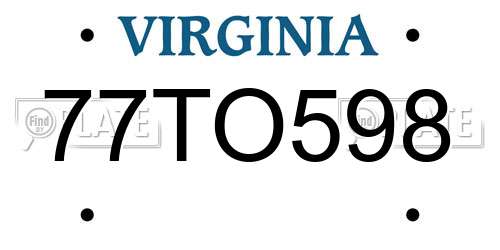 77TO598 Virginia License Plate