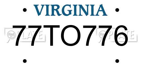 77TO776 Virginia License Plate