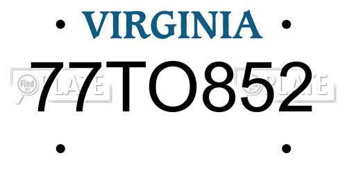 77TO852 Virginia License Plate