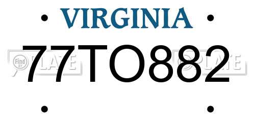 77TO882 Virginia License Plate