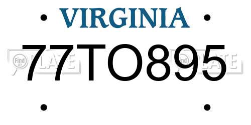 77TO895 Virginia License Plate