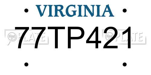 77TP421 Virginia License Plate
