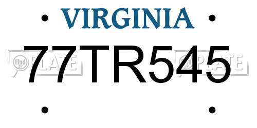 77TR545 Virginia License Plate