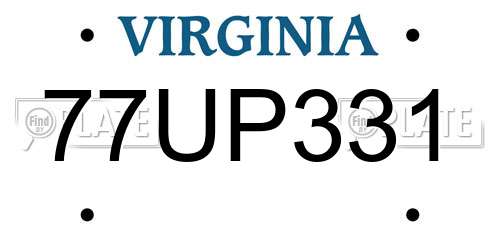 77UP331 Virginia License Plate