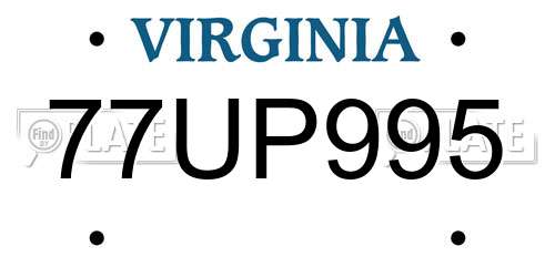 77UP995 Virginia License Plate