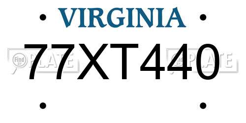 77XT440 Virginia License Plate