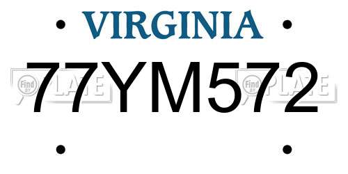 77YM572 Virginia License Plate