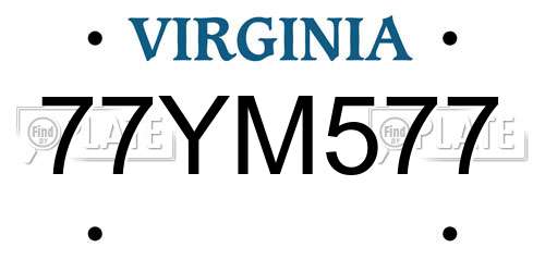 77YM577 Virginia License Plate