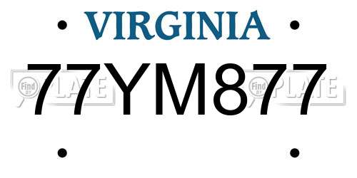 77YM877 Virginia License Plate