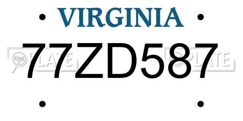 77ZD587 Virginia License Plate