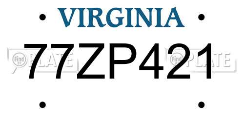 77ZP421 Virginia License Plate