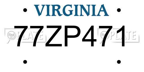 77ZP471 Virginia License Plate