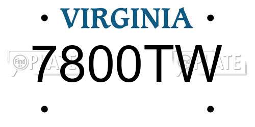 7800TW Virginia License Plate