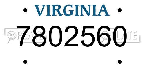 7802560 Virginia License Plate