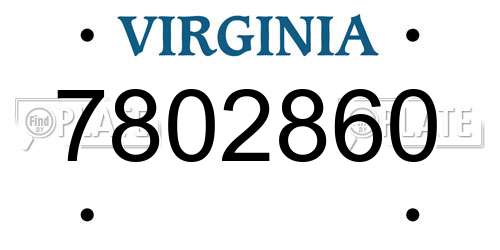 7802860 Virginia License Plate