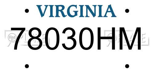 78030HM Virginia License Plate