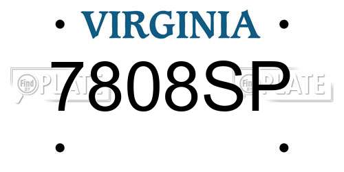 7808SP Virginia License Plate