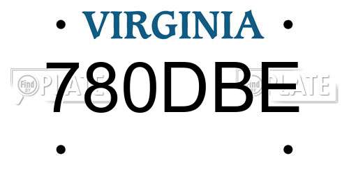 780DBE Virginia License Plate