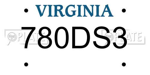 780DS3 Virginia License Plate