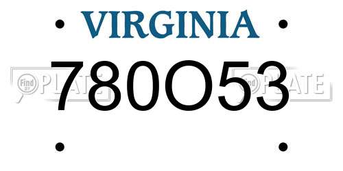 780O53 Virginia License Plate