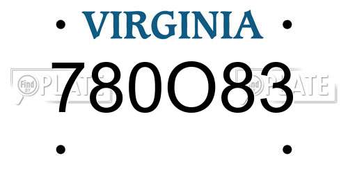780O83 Virginia License Plate