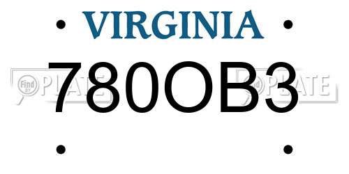 780OB3 Virginia License Plate