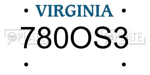 780OS3 Virginia License Plate