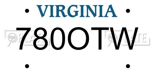 780OTW Virginia License Plate