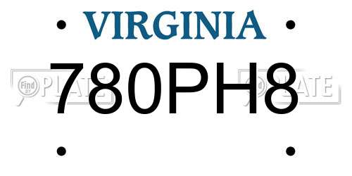 780PH8 Virginia License Plate