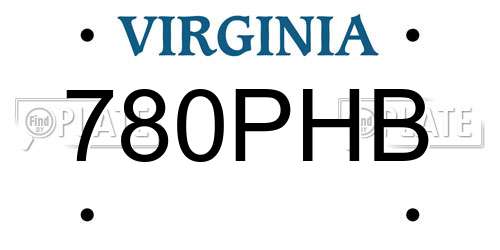 780PHB Virginia License Plate